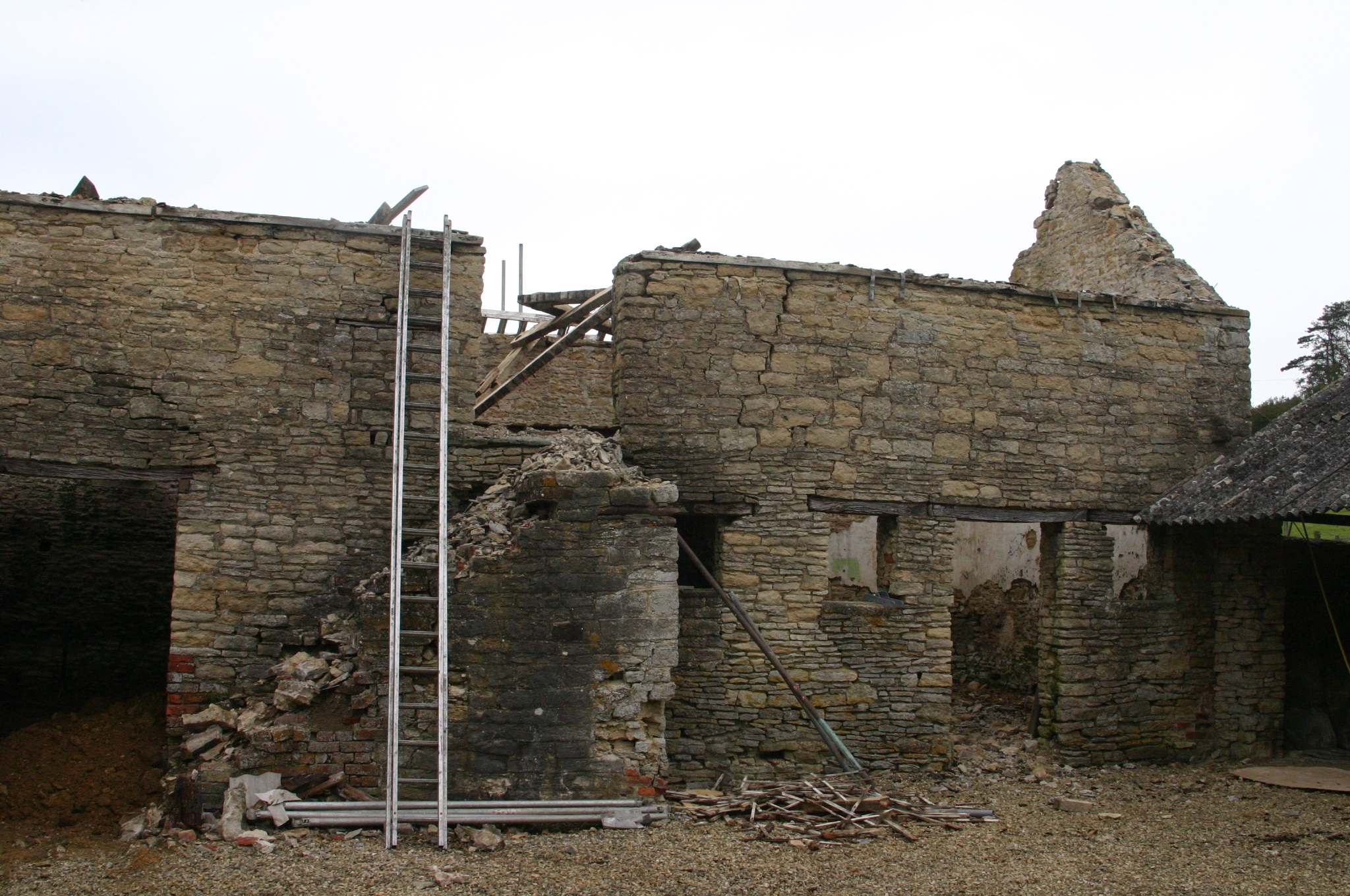 A Cotswold farm building in the process of being converted