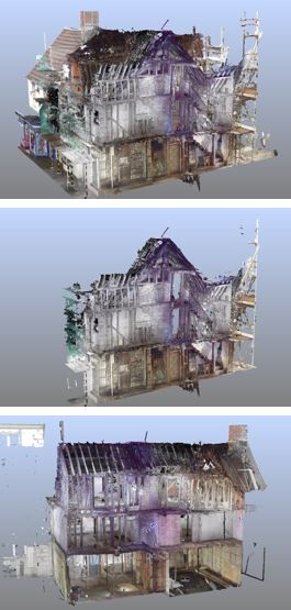 A 3d scan was carried out by Cubico to establish the structural arrangement of this complex timber building.
