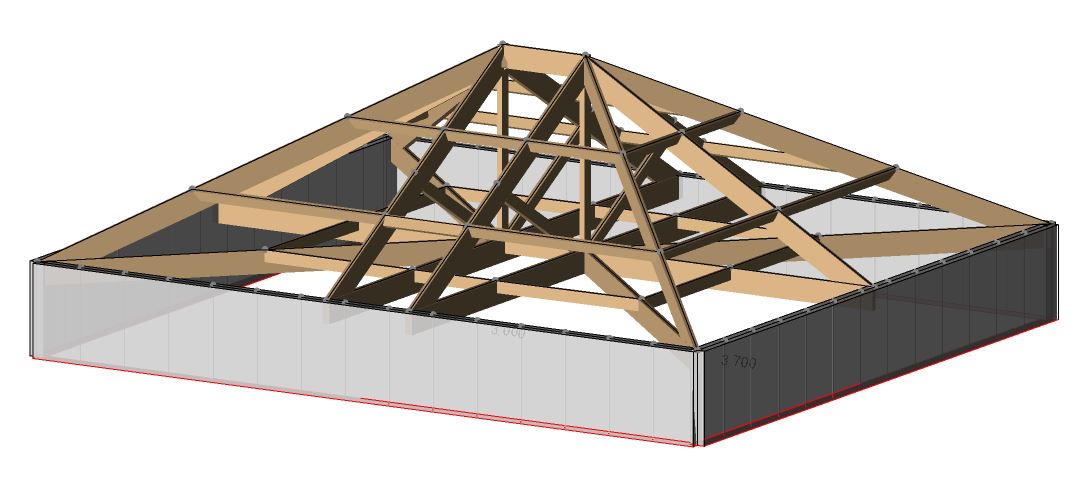 3d analysis of timber roof frame