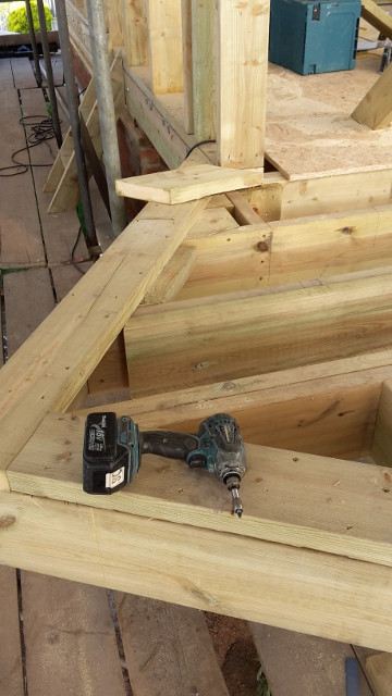 New joists forming a cantilever